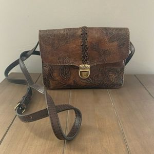 Patricia Nash Bark Leaves Leather Crossbody Bag